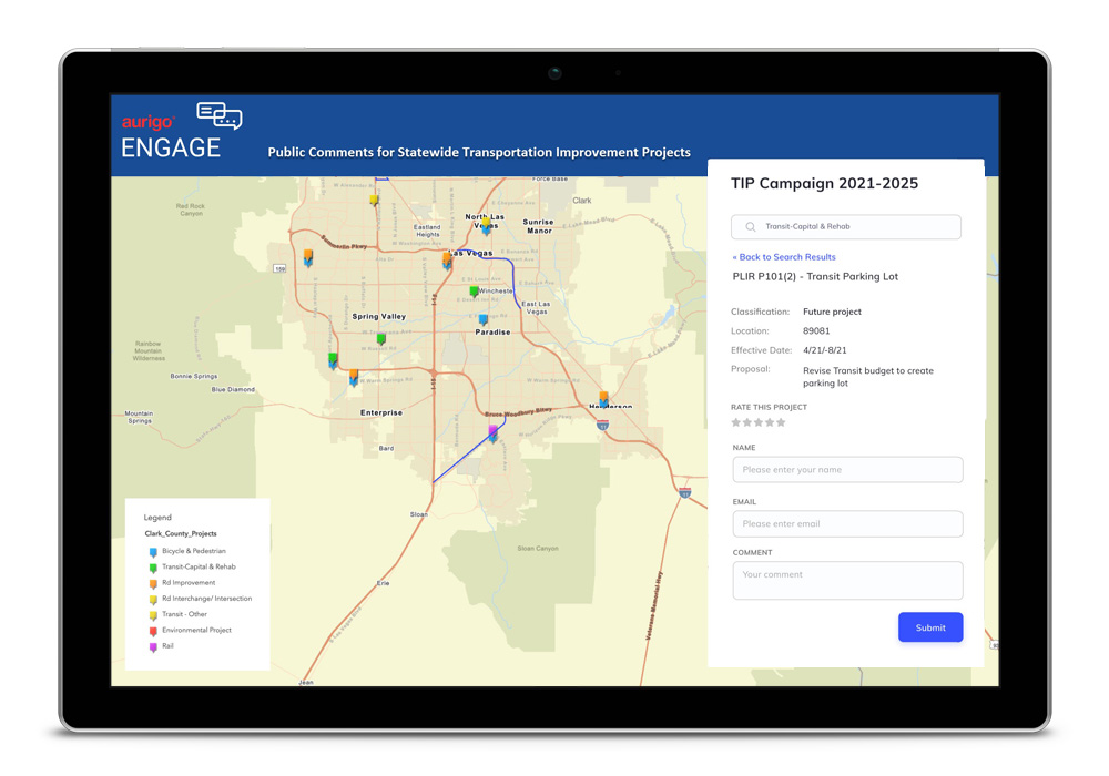 screenshot of Aurigo Engage